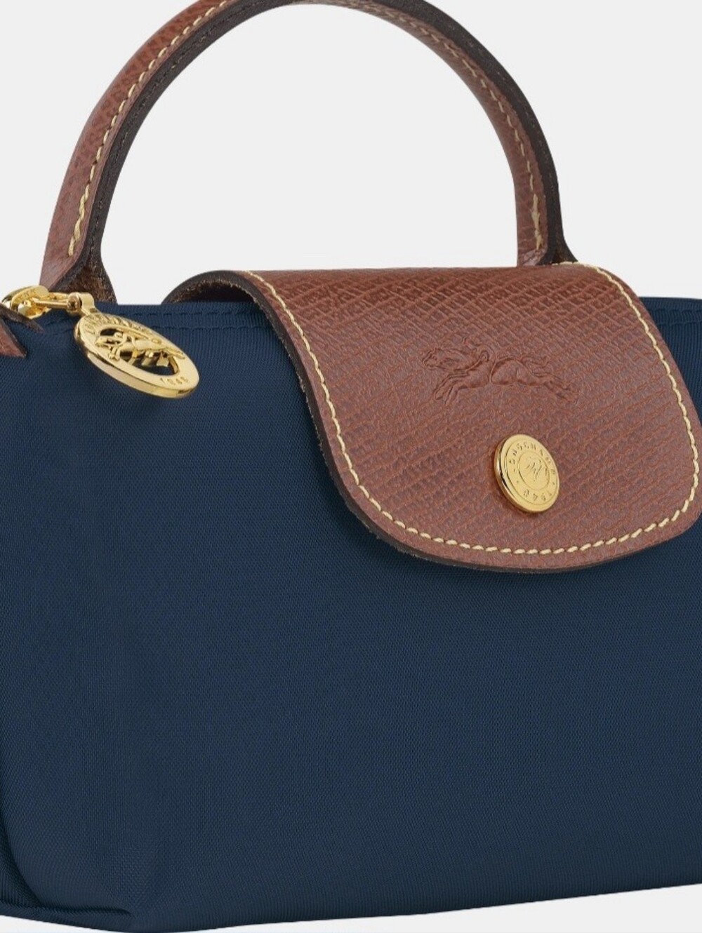 Longchamp Small Navy and Brown Modélé déposé Handle Crossbody - Picture 10 of 11